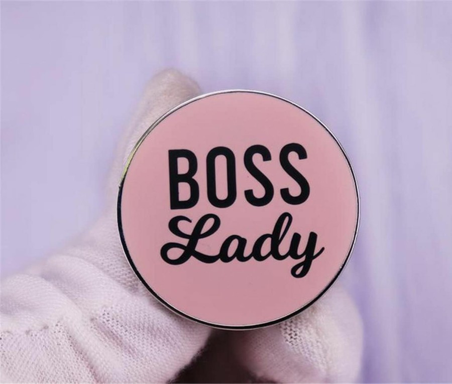 HUAQIGUO Boss Lady Brooch Attitude Quote Pin Feminist Badge Backpack Bag Fashion Accessories Gift For Women Lapel Pin For Shirt Hat Jacket Clearance