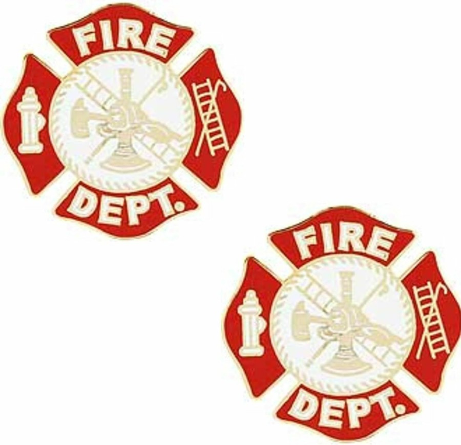 Artisan Owl Fire Dept Maltese Cross Firefighter Collar Lapel Scramble Lapel Pin New