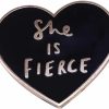 Ficsowy Ficsowy Enamel Pins She Is Fierce Brooch Black Heart Backpack Hat Badges Feminist Lapel Pins Accessories Gifts Online