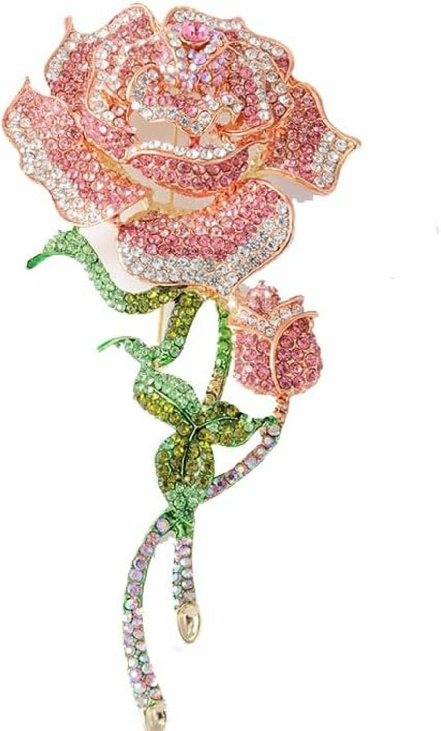 Kokoma Kokoma Rhinestone Rose Flower Brooch Pin For Women Girls Pink Crystal Cz Exaggerated Big Floral Laple Pins Corsage Dress Accessories Jewelry Gifts For Mothers Day Online