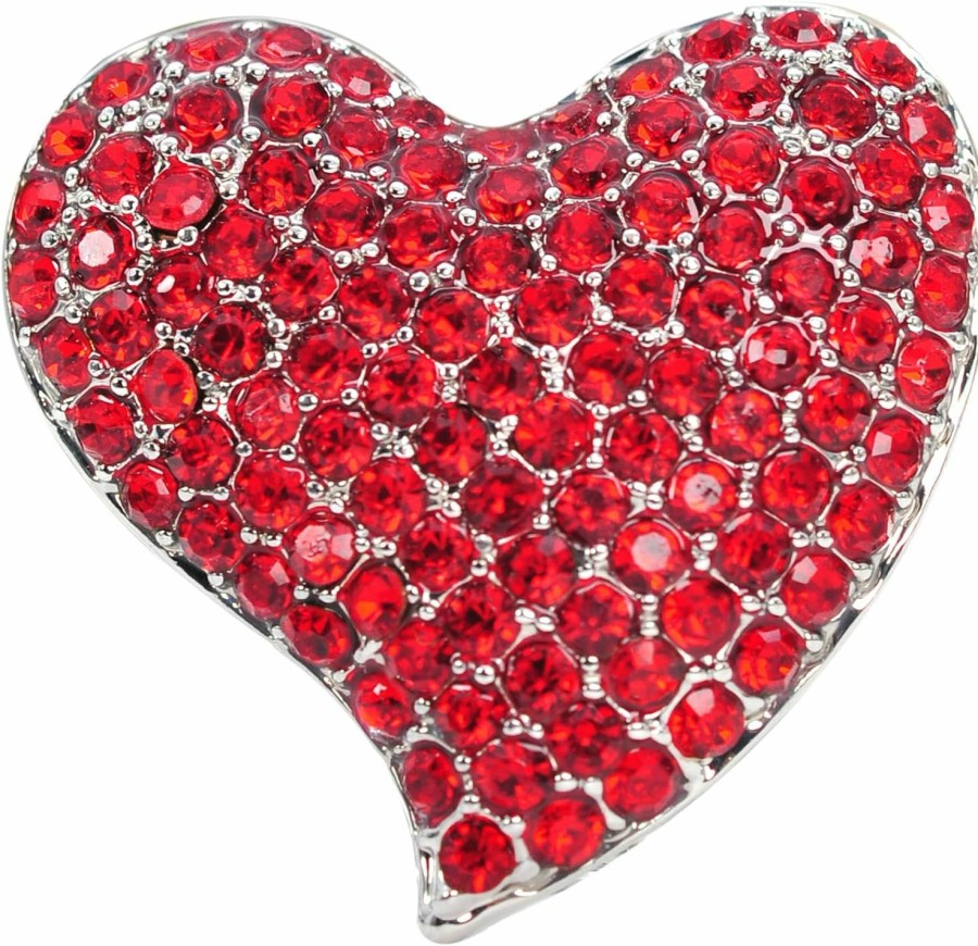 Gyn&Joy Gyn&Joy Silvery Tone Austrian Crystal Love Valentine Heart Brooch Pin Bz264 Clearance