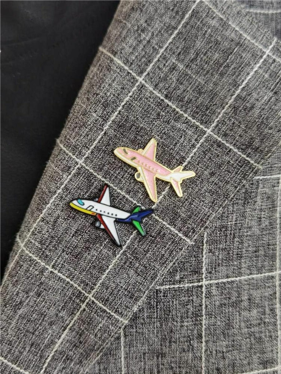 Dtja 2Pcs Cute Airplane Brooches For Women Girls Fashion Enameled Flying Plane Lapel Pins Badge Dress Suit Scarft Accessories Holiday Party Jewelry Uni Souvenir Gifts For Flight Crew Aviator Lover Clearance