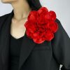 LIU JUN Flower Brooch, Dainty Satin Fabric Rose Flower Extra Big Lapel Pins Elegant Silk Camellia Brooches For Women Wedding Party Banquet Ceremony Dress Suit Accessories Jewelry Gifts Best