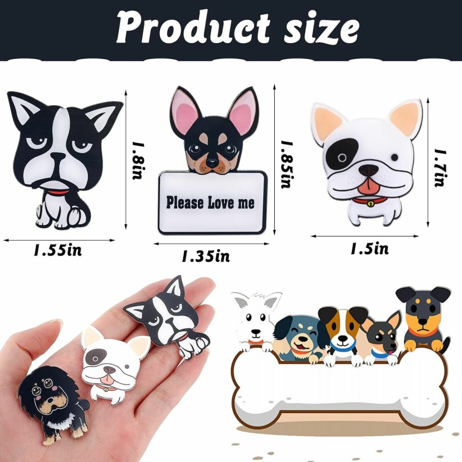 TUCEWP 6Pcs Panda Dog Pins For Backpacks Cute Acrylic Brooch Pins Kawaii Accessories For Hoodies Birthday Gifts For Women Girls Clearance