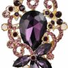 BriLove Brilove Elegant Crystal Teardrop Marquise Bouquet Brooch Pin For Women Girls Hot