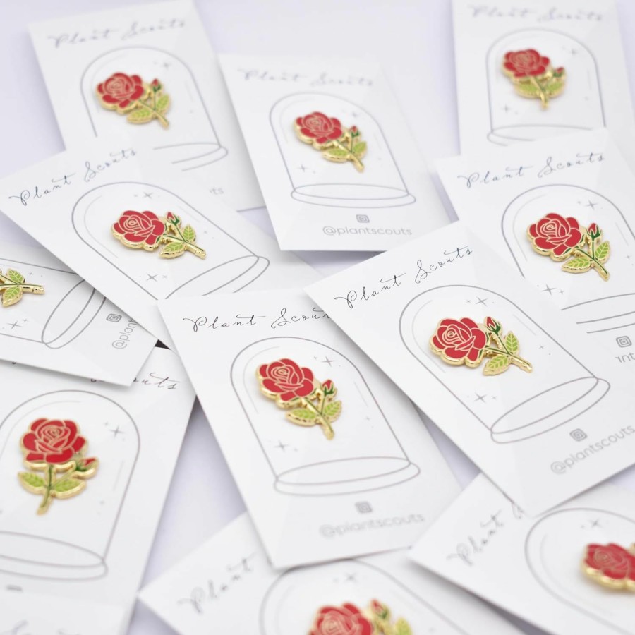 PLANT SCOUTS Rose Enamel Pins June Birth Month Flower Elegant Lapel & Brooch, Perfect For Bulk Gifts, Floral Lovers, Wedding Suits Birthday Gift And Flower Accessory For Floral Lovers - Great Gift Idea Rose Pin Brooch Best