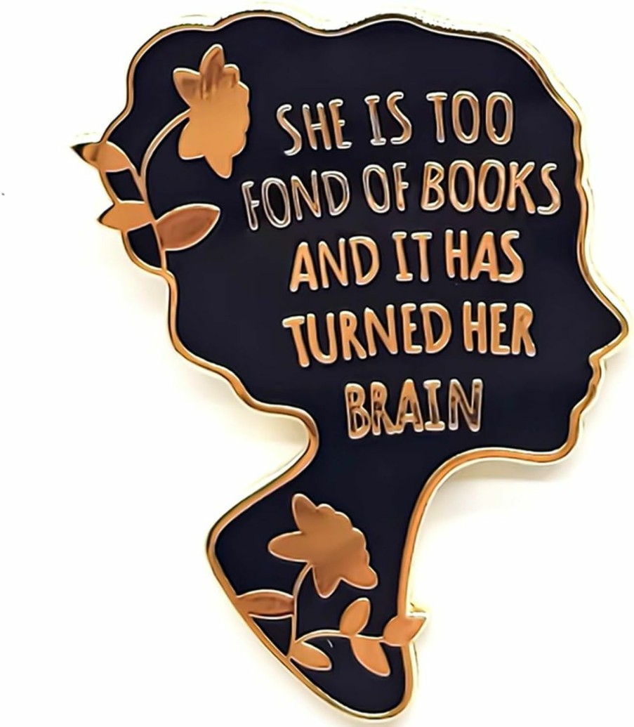 SKYFENGCN She Is Too Fond Of Books And It Has Turned Her Brain - Literature Series - Enamel Lapel Pin - Plated Badge For Clothing, Bags, And Lanyards Hot