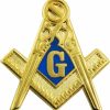 The Masonic Exchange Traditional Square & Compass Masonic Lapel Pin - [Blue & Gold][1'' Tall] Online