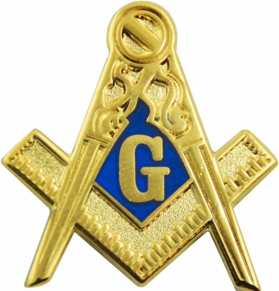 The Masonic Exchange Traditional Square & Compass Masonic Lapel Pin - [Blue & Gold][1'' Tall] Online