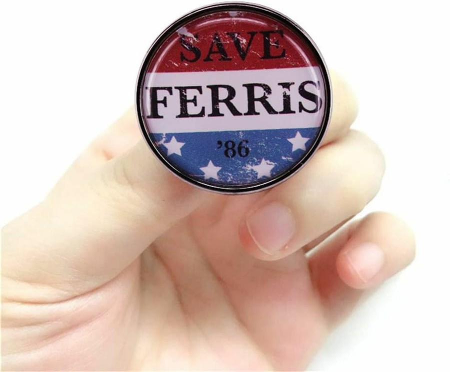 HUAQIGUO 1986 Film Ferris Buellers Day Off Brooch Save Ferris 86 Enamel Pin Retro Poster Art Button Badge For Men Women Creative Gift Best