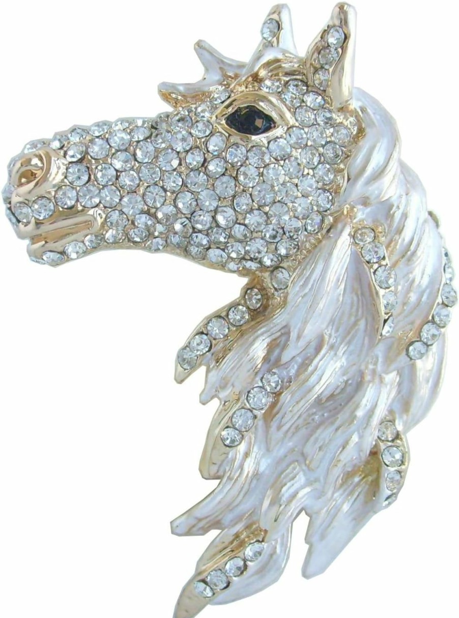 Animal brooch-Sindary Jewelry Sindary Art Style 2.76\" Horse Brooch Pin Enamel Brooch Pendant Rhinestone Crystal Bz6535 Online