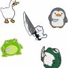 XKYDYF 5Pcs/Set Fun Animal Enamel Pins Creative Goose Penguin Frog With Knife Brooch Lapel Badge Accessories For Bag Jacket Backpack Decoration Jewelry Gift New