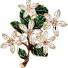 GYAYU Womens Flower Green Leaf Rhinestone Brooch Pin Best