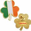 MIDLE 10/20/50/100 Pcs Ireland Irish Shamrock Lapel Pins Bulk-St. Patrick'S Day Three Leaf Clover Perfect Gifts Badge Souvenir Best