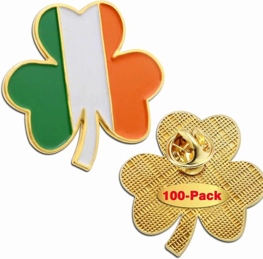 MIDLE 10/20/50/100 Pcs Ireland Irish Shamrock Lapel Pins Bulk-St. Patrick'S Day Three Leaf Clover Perfect Gifts Badge Souvenir Best