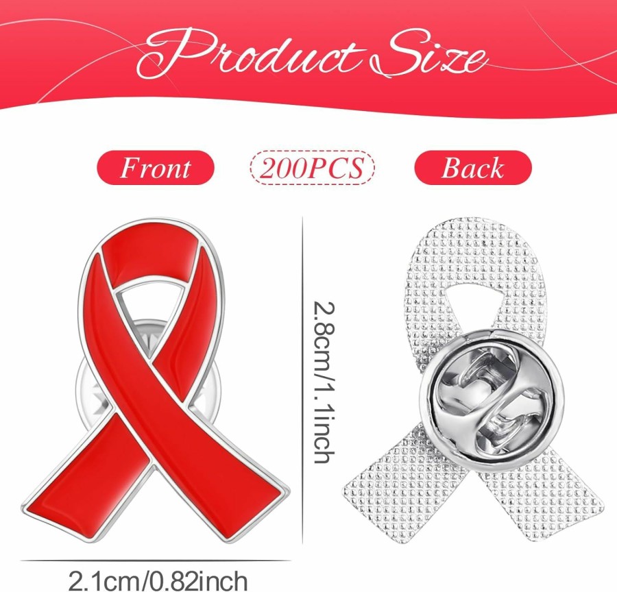 Batiyeer Red Ribbon Awareness Lapel Pin With Individual Package Brooch Hope Pins Cancer Heart Disease Tuberculosis Hiv Aids Awareness Ribbon Pin For Red Ribbon Week Fundraising Charity Party Favors Online