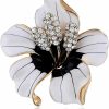 SKZKK Skzkk Fashion Enamel Lapel Pin Lily Flower Brooch Pins,Broaches And Pins For Women Crystal Diamond Alloy Plating White Clearance