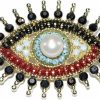 ROFARSO Lucky Charm Evil Eye Aojo Brooch Pin For Women Fully-Jewelled With Freshwater Pearl& Rhinestone Crystal For Wedding Party Prom Gift Necklace Dual Use Lapel Pin Accessories For Shawl Scarf Buckle Clearance