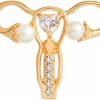 AILUOR Ailuor Personality Female Body Organ Uterus Ovary Crystal Gynecology Medicine Symbol Pearl Brooch Pin For Gynecologist Medical Doctors Nurse Gifts Jewelry Clearance