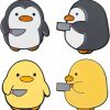 SHIJIE 4Pcs Funny Anime Pins Duck Penguin With Knife Enamel Pin Set Decorative Safety Pins For Clothes Backpacks Bags Best