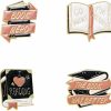 ZETSHION 4 Pcs Books Pin Book Lovers Christmas Gifts Novelty English Letter Book Cute Cartoon Collar Brooch Pins Set Diy Decorative Lapel Pins Aesthetic Pins For Women Backpacks Clothing Bags Jackets For Clearance