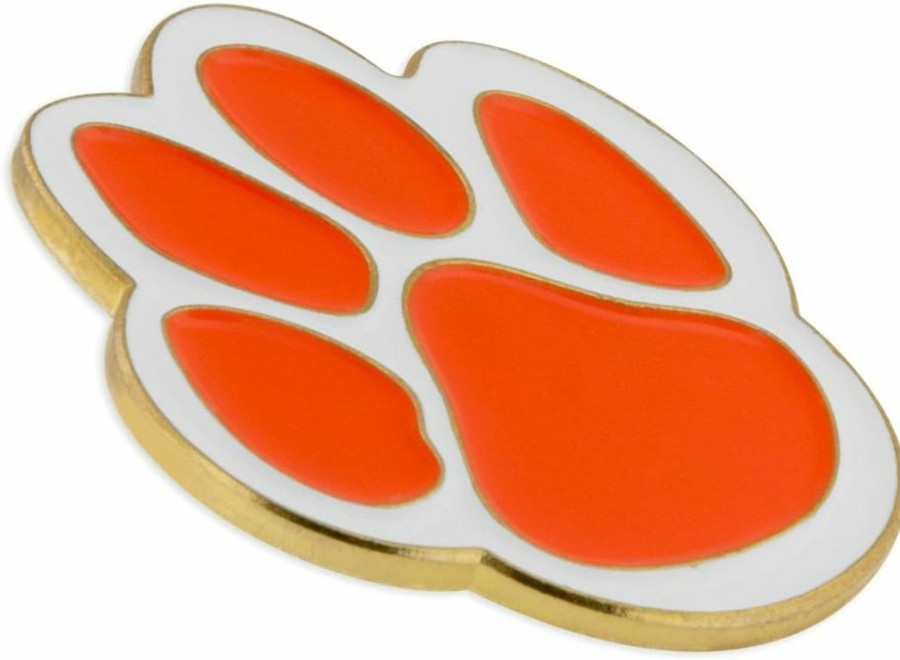 PinMart Pinmart'S Orange And White Animal Paw Print School Mascot Enamel Lapel Pin Wholesale