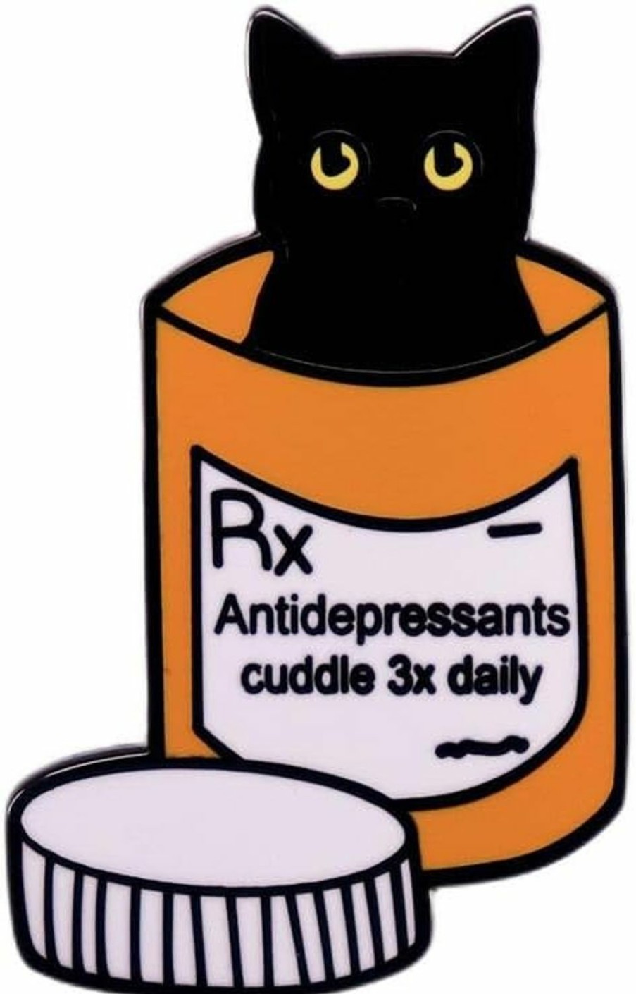 Pinposni Black Cat Medicine Bottle Enamel Lapel Pin Antidepressants Medical Prescription Metal Badge Brooch For Humorous Nurse Gift Clearance