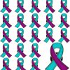 Joixy 25/50/100/200Pcs Metal Enamel Suicide Prevention Awareness Ribbon Pin Bulk Purple Teal Ribbon Lapel Pins Sexual Assault Awareness Brooch Pin Public Charity Campaign Supplies Best