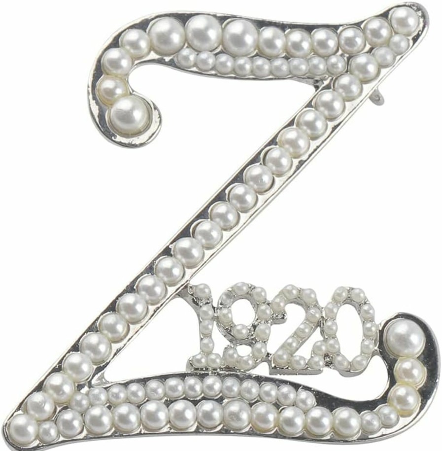 CENWA Cenwa Zeta 1920 Sorority Gift Z 1920 Pearl & Zircon Brooch Pin Greek Sorority Jewelry Gift Wholesale