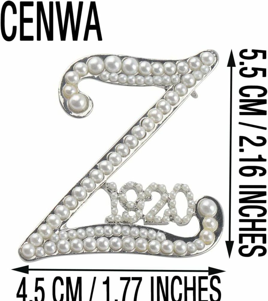 CENWA Cenwa Zeta 1920 Sorority Gift Z 1920 Pearl & Zircon Brooch Pin Greek Sorority Jewelry Gift Wholesale