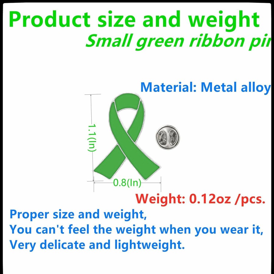 Joixy Green Ribbon Pin Mental Health Awareness Lapel Pins Green Ribbon Brooch Hope Pin For Charity Fundraiser Supplies Bulk Wholesale