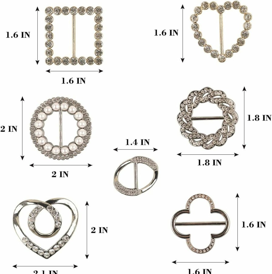 ZUKIBO Zukibo 7 Pcs Fashion Metal Round T-Shirt Clips Buckle Rings Clip Clothes Clip Rings Lady Silk Scarf Tie Ring With Rhinestone And Pearl Hot