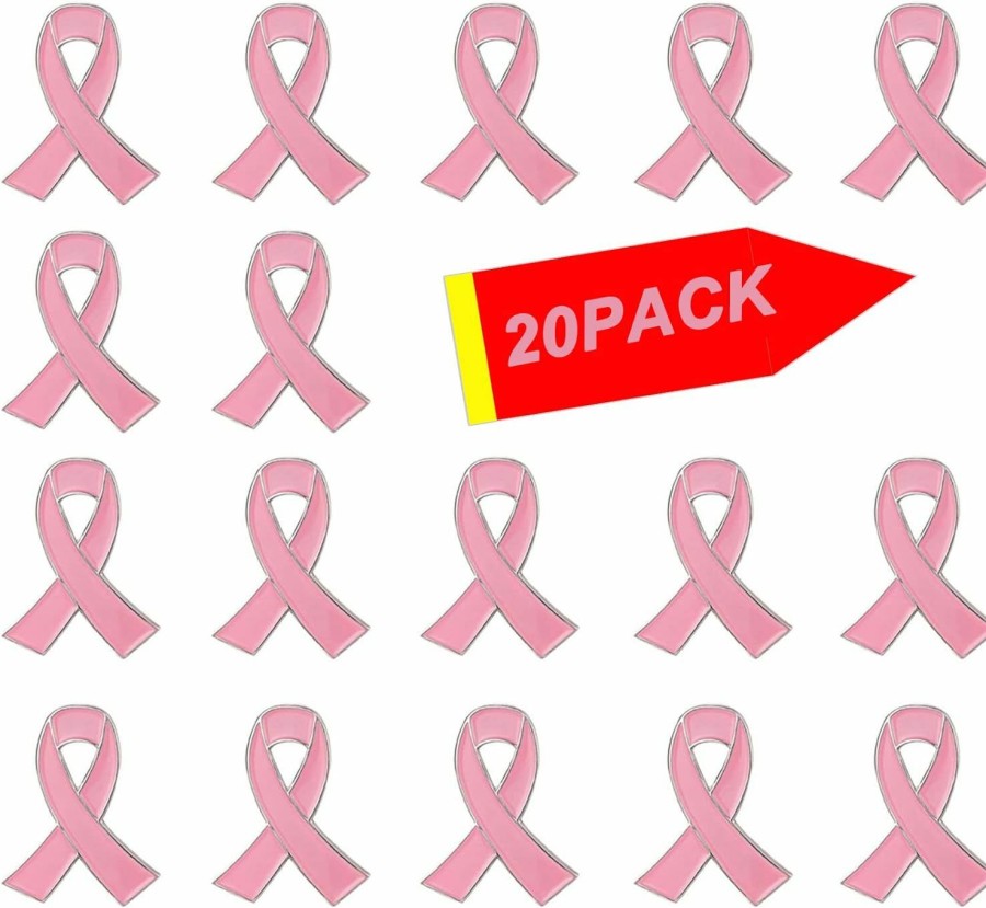 rhungift 2/20/50Pcs-Official Ribbon Pins Breast Cancer Awareness Lapel Pin Pink Pins Online