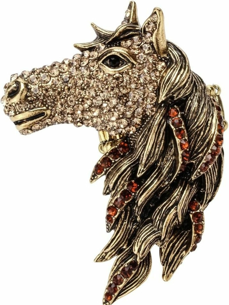 Szxc Szxc Jewelry Women'S Crystal Big Horse Brooch Pendant Necklace New