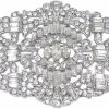 EVER FAITH Ever Faith Austrian Crystal Wedding Art Deco Buckle Brooch Clear New