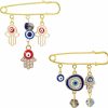 Honbay Honbay 2Pcs Evil Eye Brooches Lapel Pins Safety Pins Inlaid With And Rhinestones, Blue And Red, With A Gift Box Hot