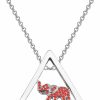 CHOORO Chooro Triangle Rhinestone Red Elephant Charm Necklace Gift Greek Sorority Gift(Triangle Elephant-N) Wholesale