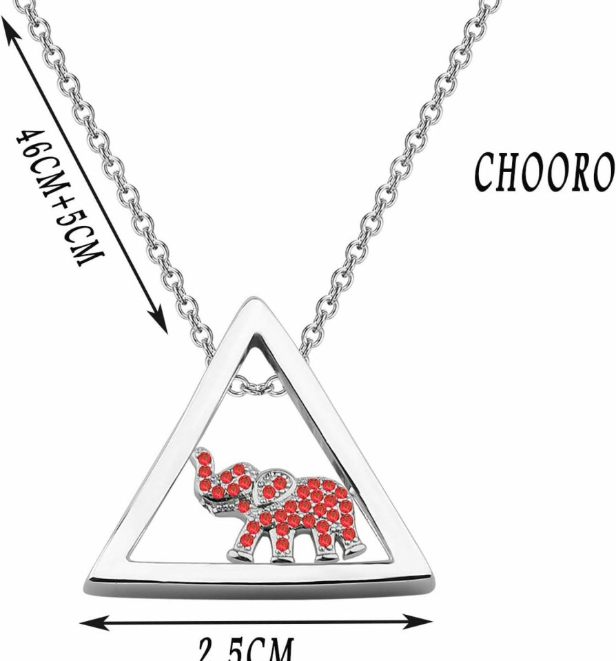 CHOORO Chooro Triangle Rhinestone Red Elephant Charm Necklace Gift Greek Sorority Gift(Triangle Elephant-N) Wholesale