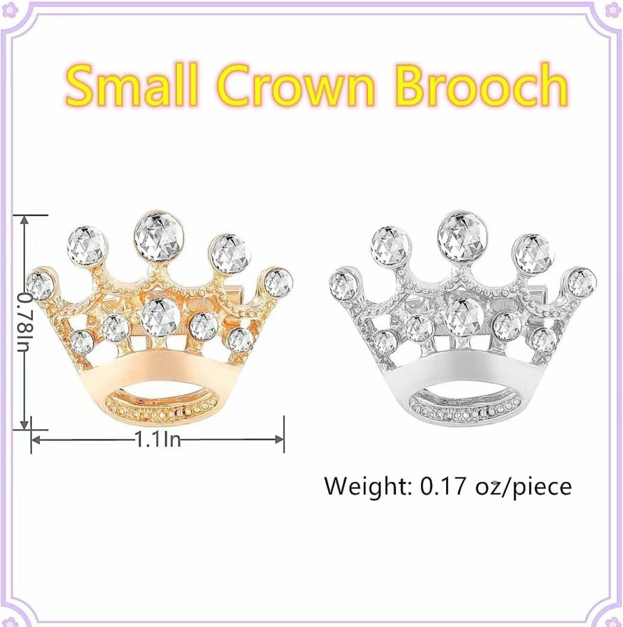 Tichso Small Crown Brooch Pins For Women Fashion Rhinestone Gold Silver Crown Brooch For Men Clearance