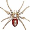 SELOVO Selovo Halloween Fashion Rhinestone Enamel Spider Brooch Pin Gold Tone Wholesale