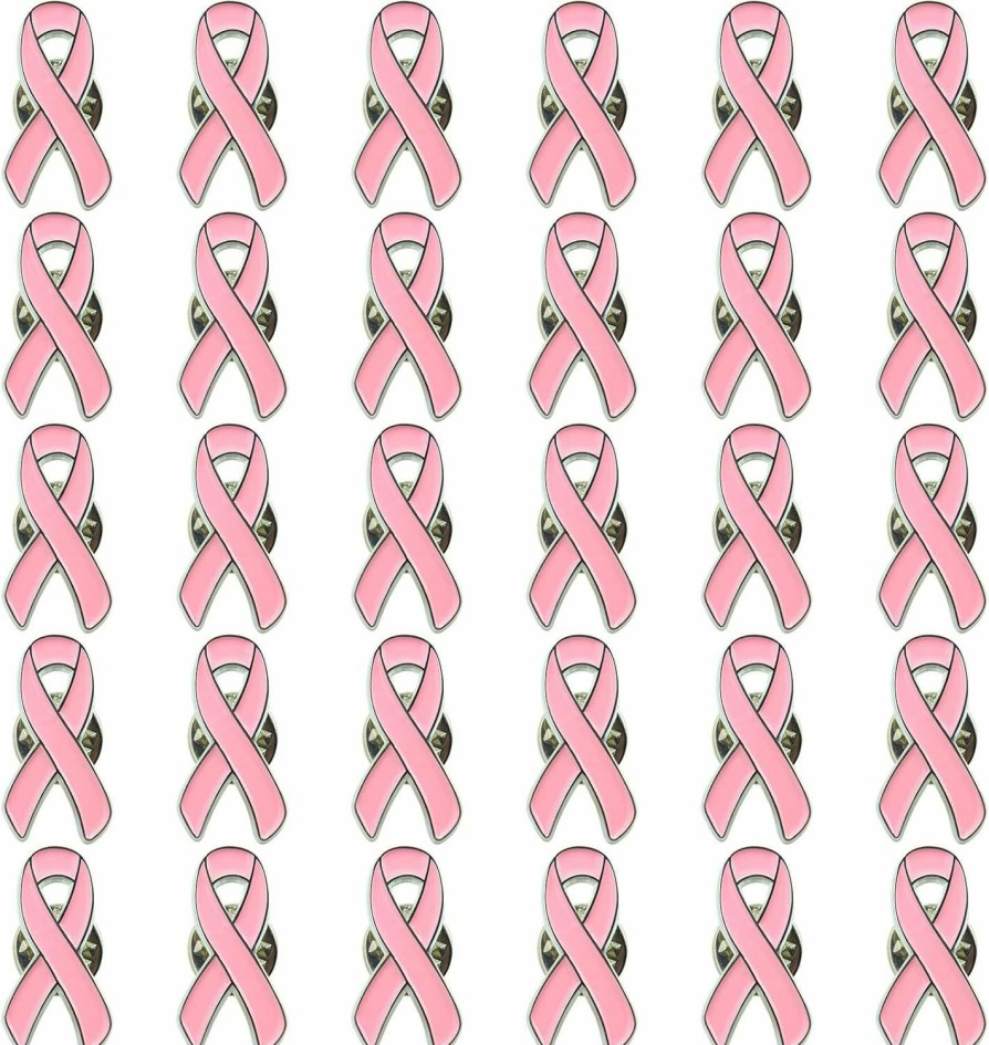 sticro Sticro 30 Pack Pink Ribbon Pin Breast Cancer Awareness Enamel Lapel Pins For Fundraiser, Marathon, Volunteer- Light Pink New