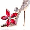 BeeGift Crystal Shoes Brooch Pins Jewelry Gift For Women Lady, Gold Plated Cubic Austrian Crystal Fashion High-Heel Shoes Brooch Pins Jewelry Gift New