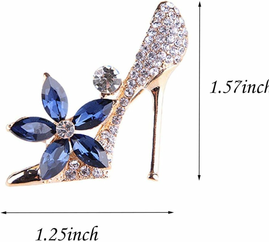 BeeGift Crystal Shoes Brooch Pins Jewelry Gift For Women Lady, Gold Plated Cubic Austrian Crystal Fashion High-Heel Shoes Brooch Pins Jewelry Gift New