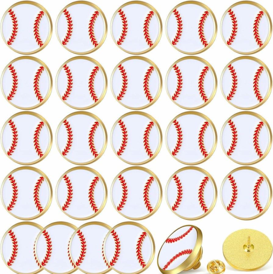 Tondiamo Tondiamo 24 Pcs Sports Logo Lapel Brooch Sports Lapel Pin 3/4\" Sports Team Enamel Pins With Clutch For Backpack Hat Decor New