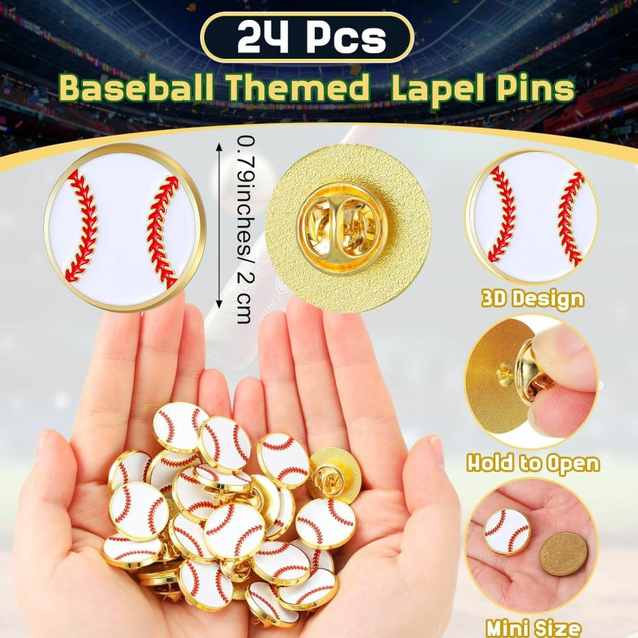 Tondiamo Tondiamo 24 Pcs Sports Logo Lapel Brooch Sports Lapel Pin 3/4\" Sports Team Enamel Pins With Clutch For Backpack Hat Decor New