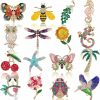 Sasylvia Sasylvia 16 Pcs Women Brooch Set Rhinestone Crystal Vintage Spring Animal Insect Plant Pins Brooches Bulk For Women Girls(Nature) Clearance