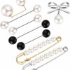 Jetec Jetec 8 Pieces Sweater Shawl Clips Scarf Collar Pin Faux Pearl Brooch Pins, Safety Pins For Women Girls Clothing Dress Pants Skirt Cardigan Collar Hot