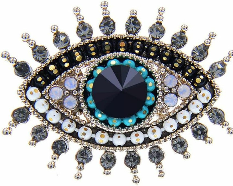 COLORFUL BLING Lucky Evil Eye Brooch Pin Freshwater Pearl And Crystal Vintage Lapel Pin For Wedding Party Prom Multipurpose Brooch Ladies Accessories For Shawl Scarf Buckle Sweater Cardigan Online