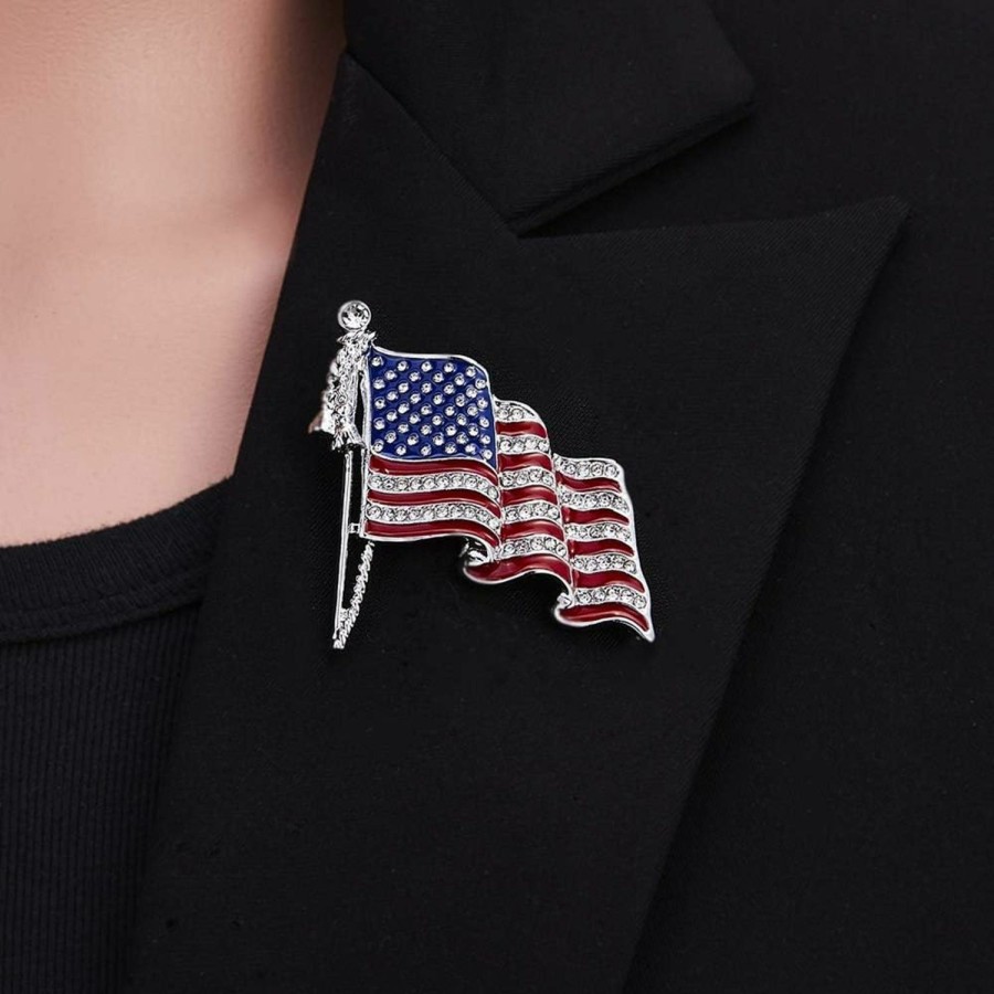 Soulbreezecollection Soulbreezecollection American Flag Star Usa Pin Brooch 4Th Of July Independence Day Jewelry Clearance