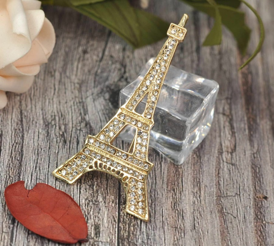 Gyn&Joy Gyn&Joy Clear Crystal Cz Paris Eiffel Tower Fashionable Jewel Pin Brooch Hot